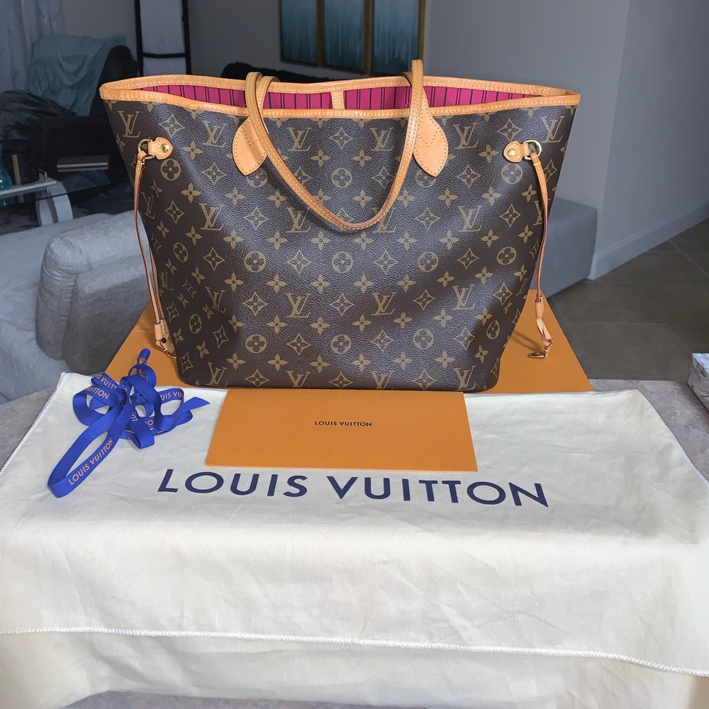 🔥 PINK Louis Vuitton Neverfull MM Peony Interior 🔥 (Monogram)